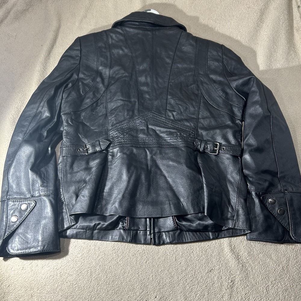 a.n.a Black Genuine Lambskin Leather Moto Jacket Womens Size Large